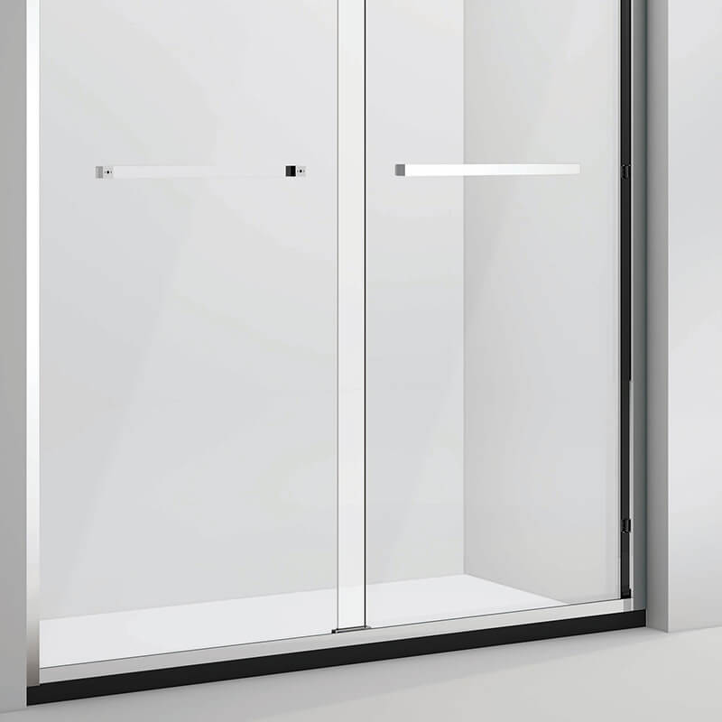 61'' - 66'' W x 76'' H Double Sliding Framed Tempered Matte Black Glass Shower Doors.