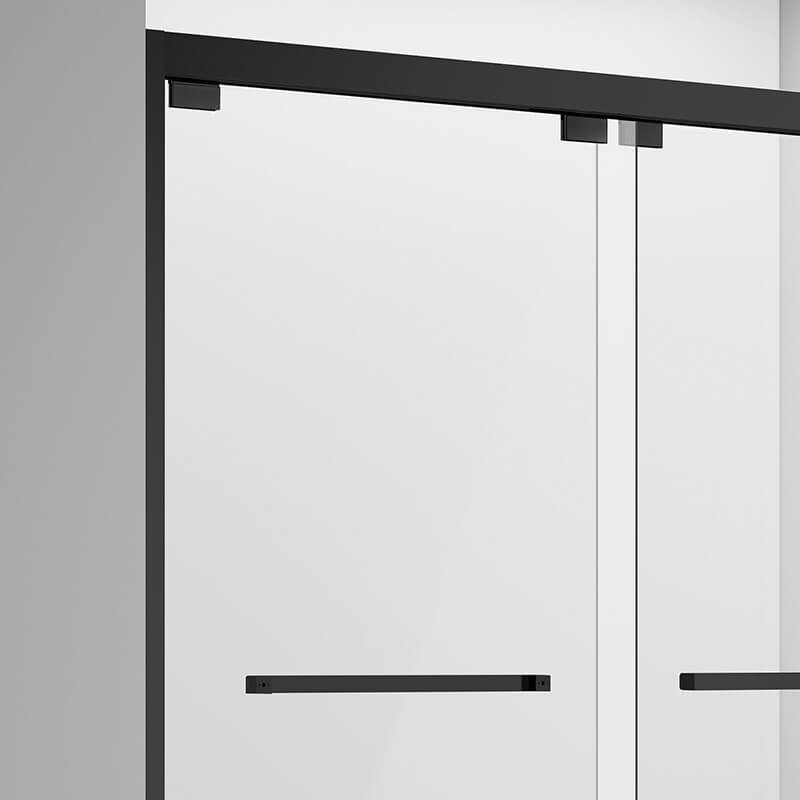 55'' - 60'' W x 60'' H Matte Black Double Sliding Framed Tempered Glass Shower Doors.