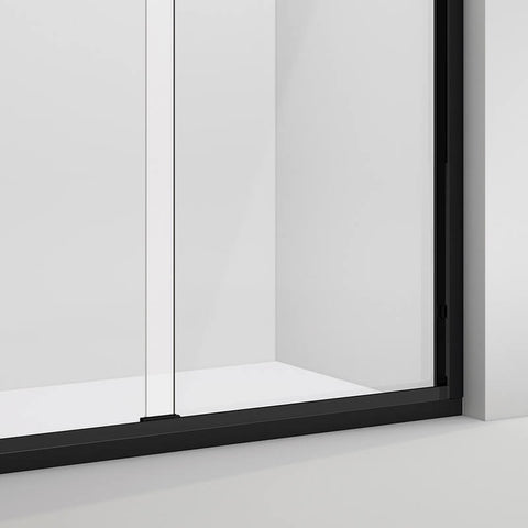 61'' - 66'' W x 76'' H Double Sliding Framed Tempered Matte Black Glass Shower Doors.