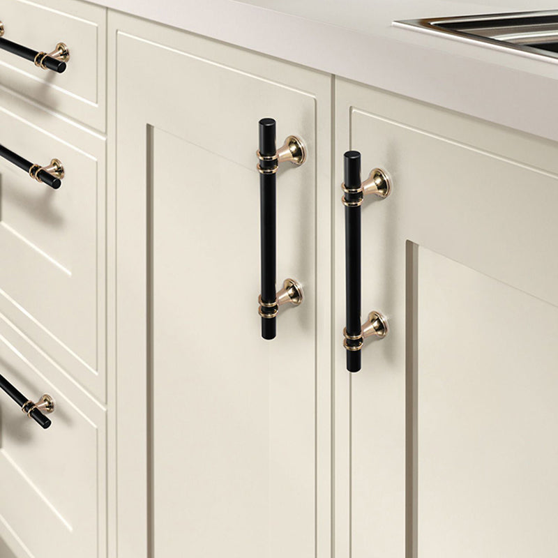 Barrel Cabinet Handles Gold Kitchen Hardware Pulls, 2 inch Hole to Hole Center.