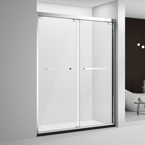 55'' - 60'' W x 60'' H Matte Black Double Sliding Framed Tempered Glass Shower Doors.