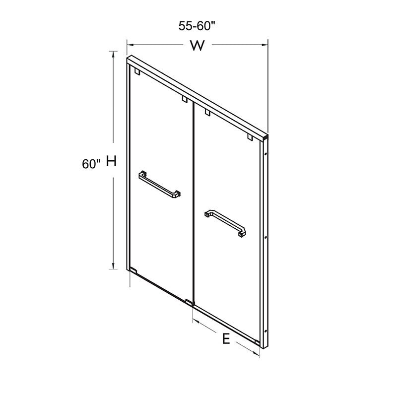 55'' - 60'' W x 60'' H Matte Black Double Sliding Framed Tempered Glass Shower Doors.