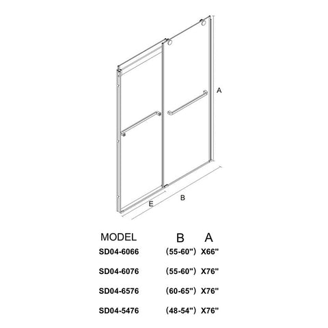 HAORE HOME  Frameless Bypass Sliding Shower Door with (3/8" Thickness)Tempered Glass