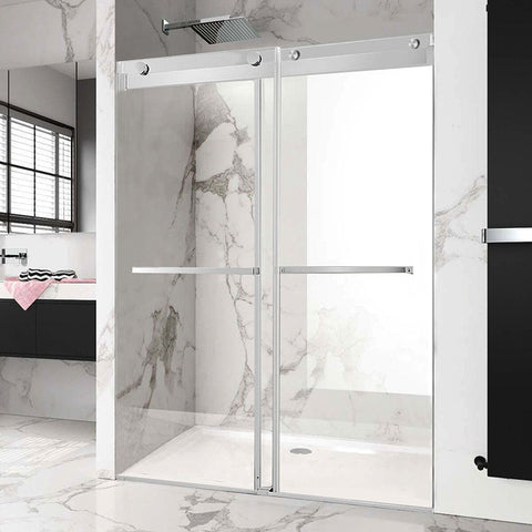 HAORE HOME 60'' - 65'' W x 76'' H Frameless Bypass Sliding Shower Door with (10mm)Tempered Glass
