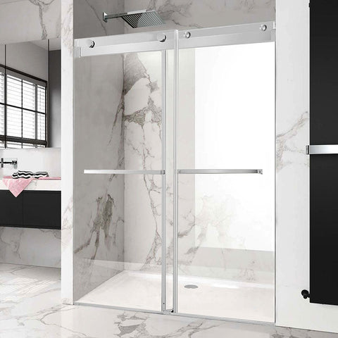 HAORE HOME 55'' - 60'' W x 76'' H Frameless Bypass Sliding Shower Door with (3/8" Thickness)Tempered Glass