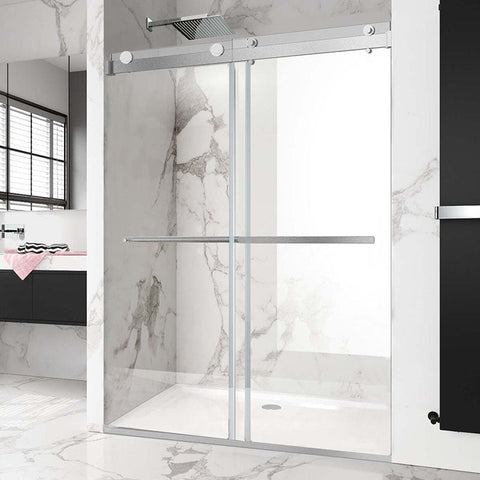 HAORE HOME 55'' - 60'' W x 76'' H Frameless Bypass Sliding Shower Door with (3/8" Thickness)Tempered Glass