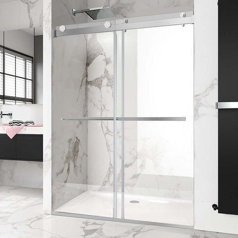 HAORE HOME  Frameless Bypass Sliding Shower Door with (3/8" Thickness)Tempered Glass