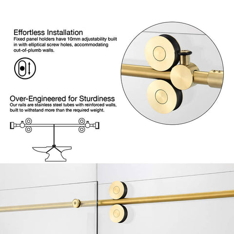 55"-60" W x 60" H Frameless Single Sliding Glass Shower Doors (10mm) Clear SGCC Tempered Glass