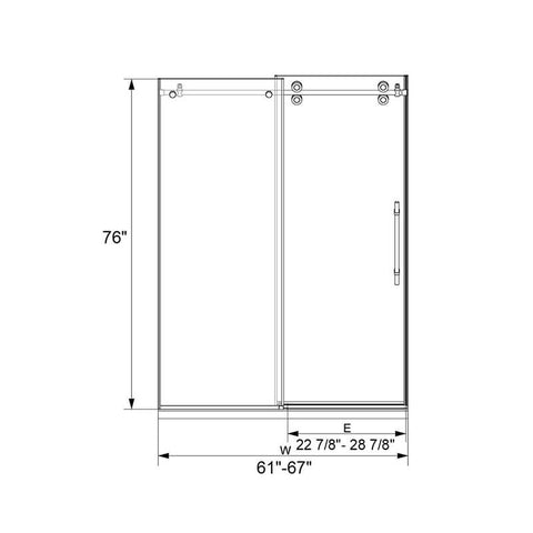 Frameless Single Sliding Glass Shower Doors (10mm) Clear SGCC Tempered Glass, Explosion-Proof Film, Stainless Steel Hardware