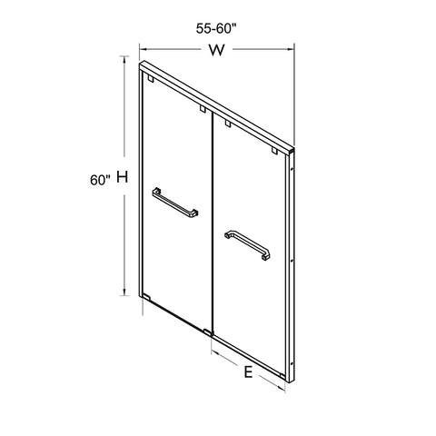 55'' - 60'' W x 60'' H Double Sliding Framed Tempered Glass Shower Doors.