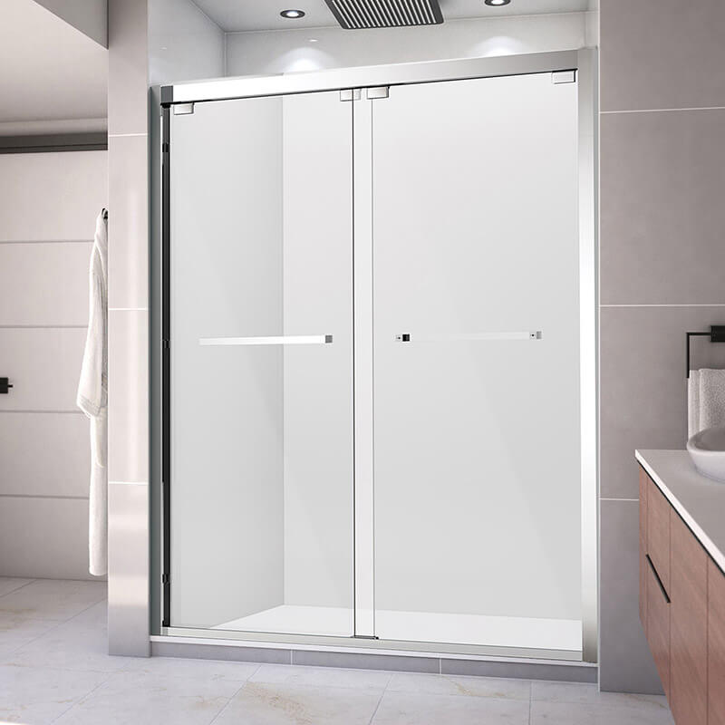 55'' - 60'' W x 76'' H Double Sliding Framed Tempered Glass Shower Doors.